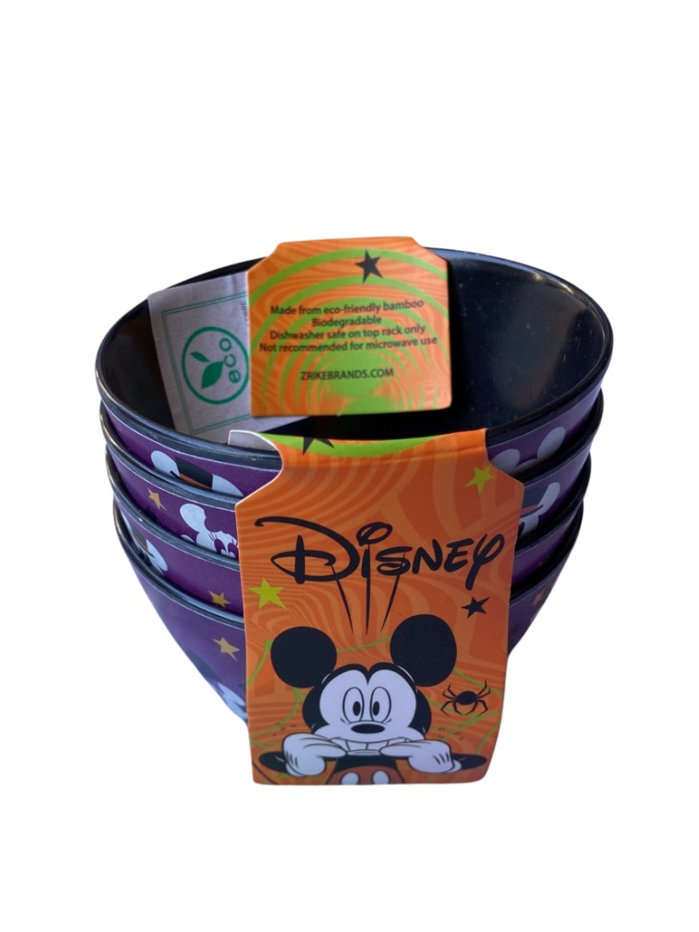 Disney Mickey Mouse Halloween Mini  Bamboo Bowls Set 4 pac